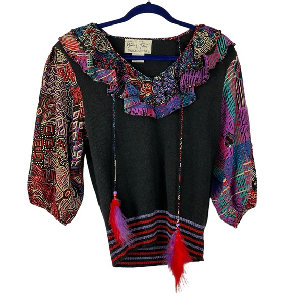 VINTAGE Diane Freis for Marisa Christina 1980s Designer Lambswool & Silk Sweater - Picture 3 of 12